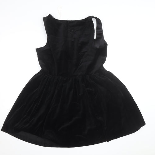 Marks and Spencer Women's Black Velvet Fit & Flare Beaded Dress Size 16