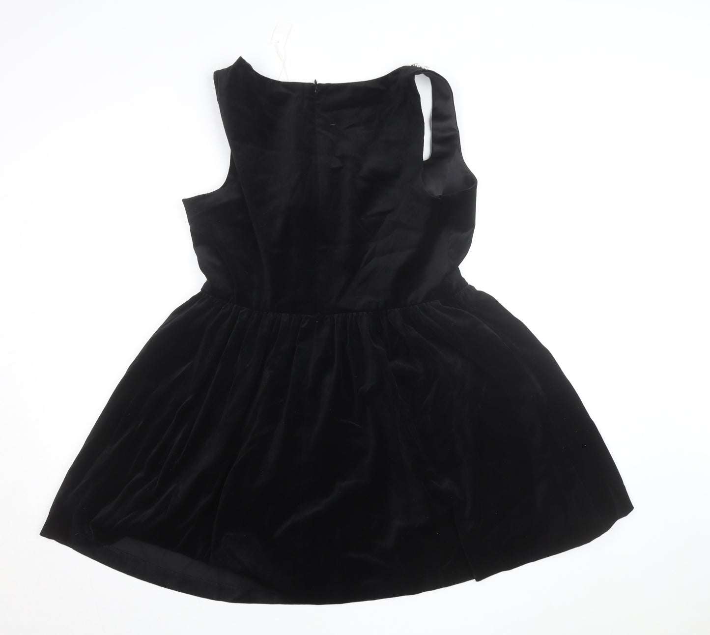 Marks and Spencer Women's Black Velvet Fit & Flare Beaded Dress Size 16