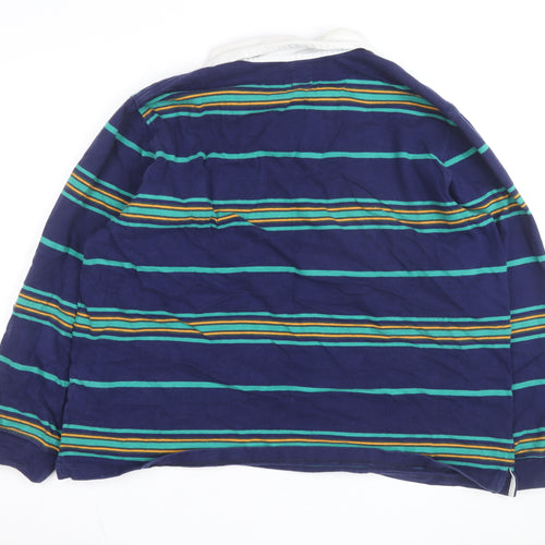 Levi's Men's Blue Striped Rugby Shirt XL Relaxed Fit Long Sleeve