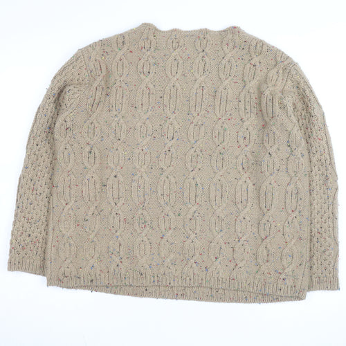 White Stuff Women Beige Cable-Knit Cotton Wool Jumper M