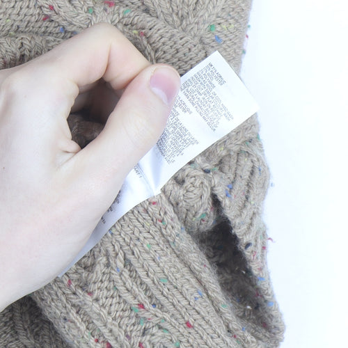 White Stuff Women Beige Cable-Knit Cotton Wool Jumper M