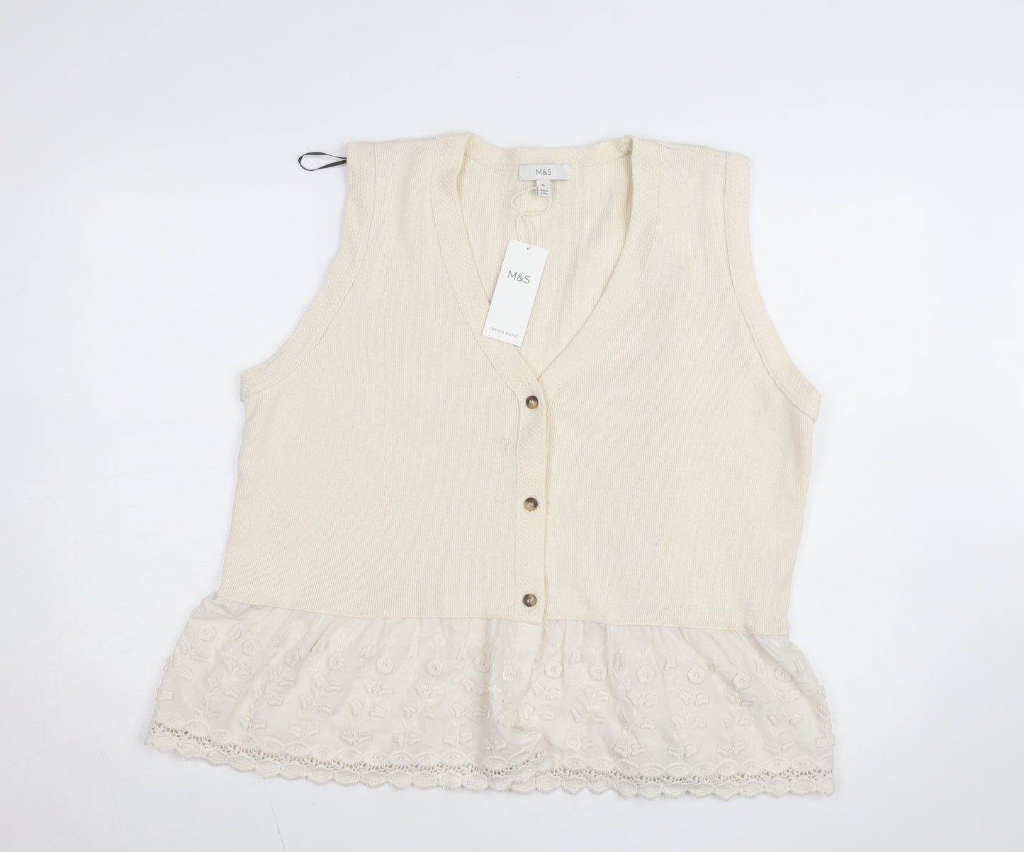 Marks and Spencer Women’s Beige Sleeveless Knit Tunic Blouse XL