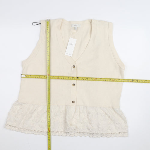 Marks and Spencer Women’s Beige Sleeveless Knit Tunic Blouse XL
