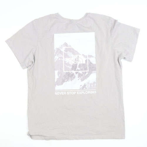 The North Face Unisex Grey Graphic Print T-Shirt L Outdoor Style