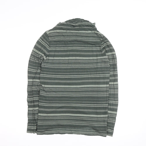 GAP Women's Green Striped Long Sleeve Cowl Neck T-Shirt M