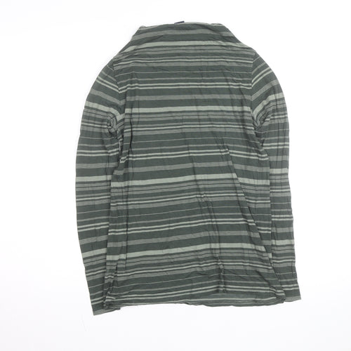 GAP Women's Green Striped Long Sleeve Cowl Neck T-Shirt M