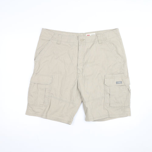 Wrangler Men Beige Cargo Shorts Size 38 Relaxed Fit Cotton