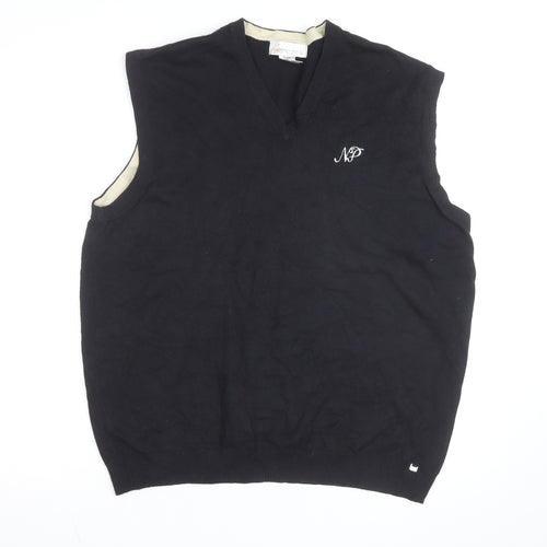 Il Migliore Men's Black V-Neck Cotton Blend Knitted Vest L