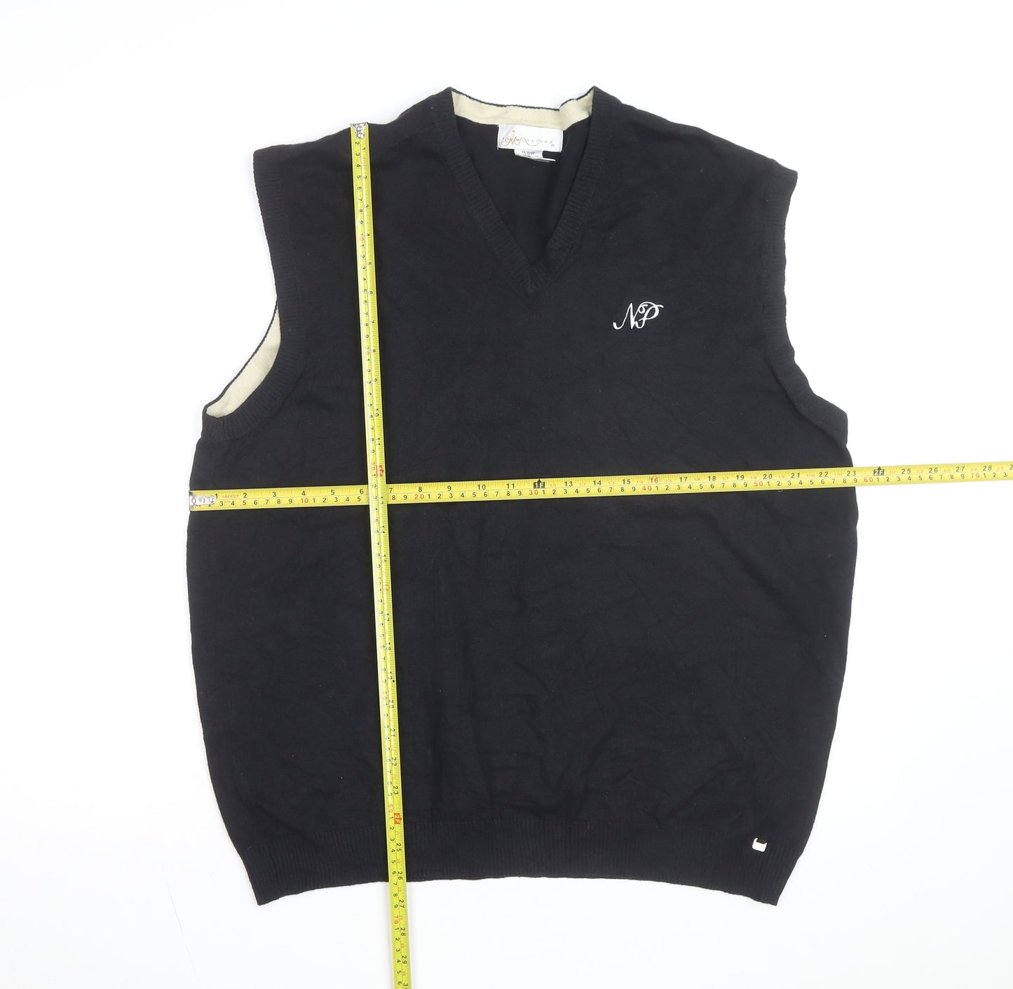 Il Migliore Men's Black V-Neck Cotton Blend Knitted Vest L