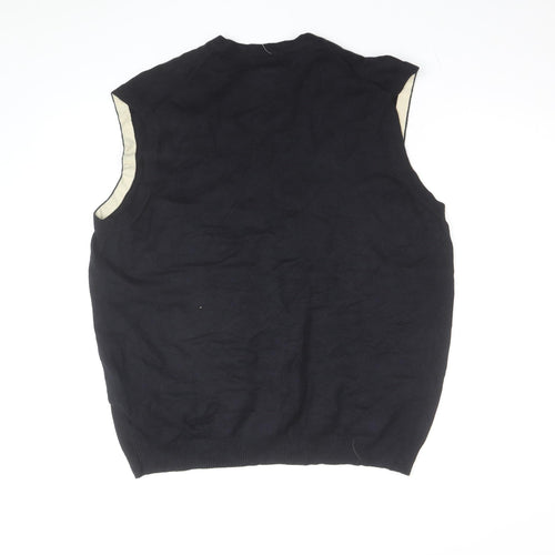 Il Migliore Men's Black V-Neck Cotton Blend Knitted Vest L