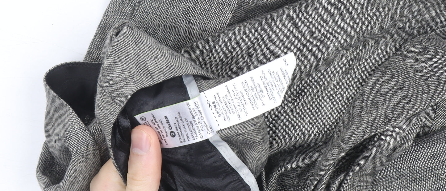 Marks and Spencer Women’s Grey Linen Blend Paperbag Tapered Trousers Size 16