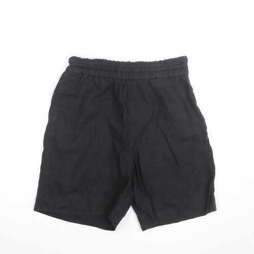COS Men’s Black Linen Chino Shorts Size M Elastic Waist