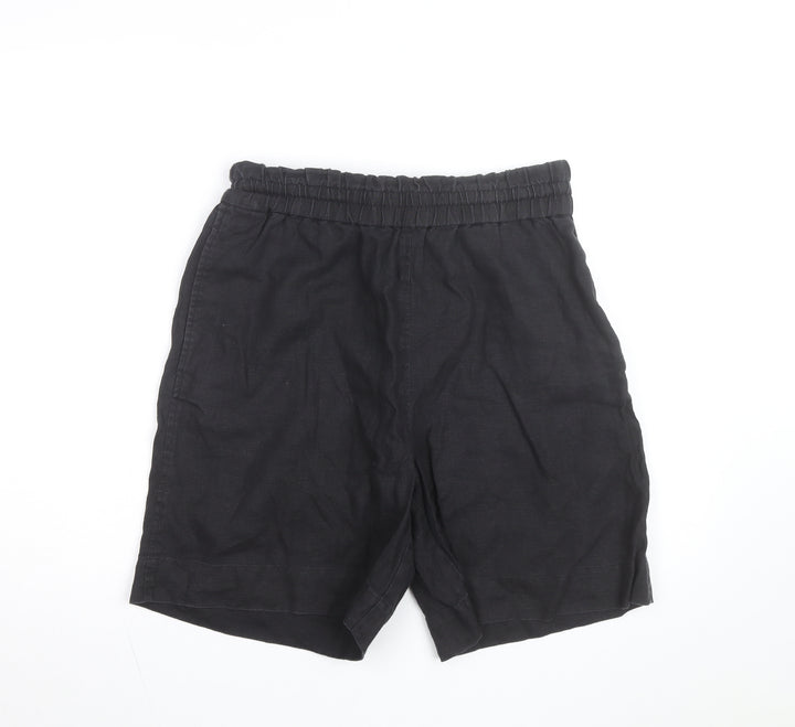 COS Men’s Black Linen Chino Shorts Size M Elastic Waist