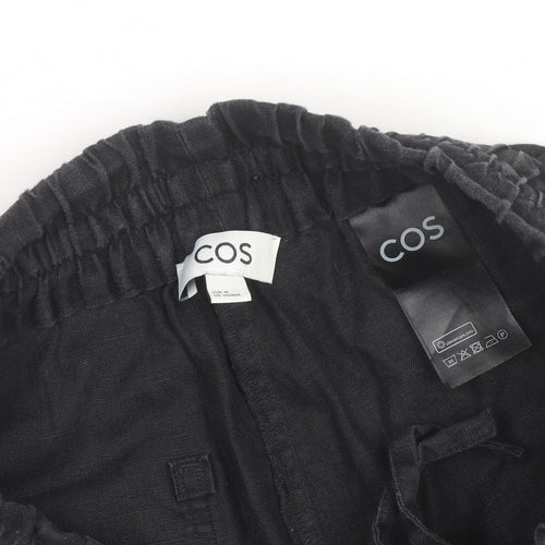 COS Men’s Black Linen Chino Shorts Size M Elastic Waist