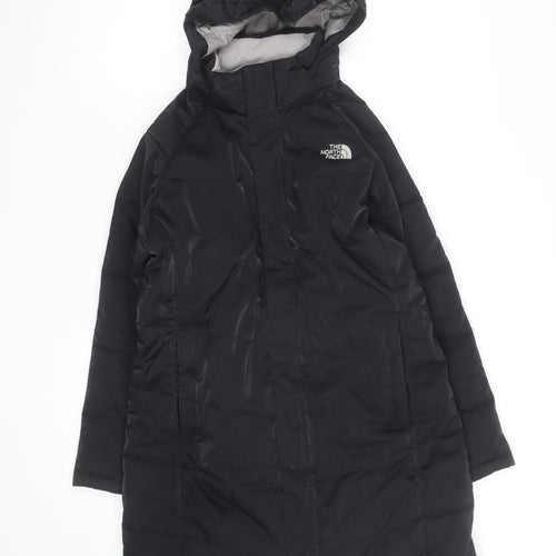 The North Face Women's Black Long Hooded Puffer Coat Size 14