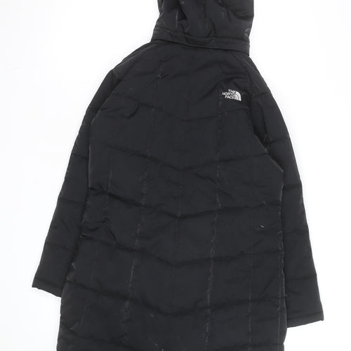 The North Face Women's Black Long Hooded Puffer Coat Size 14
