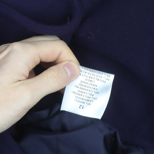 Windsmoor Women’s Blue Wool Cashmere Blend Mid-Length Coat Size 12