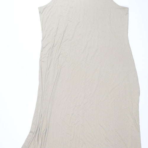 Marks and Spencer Women Beige Long Sleeveless Shift Dress Size 22