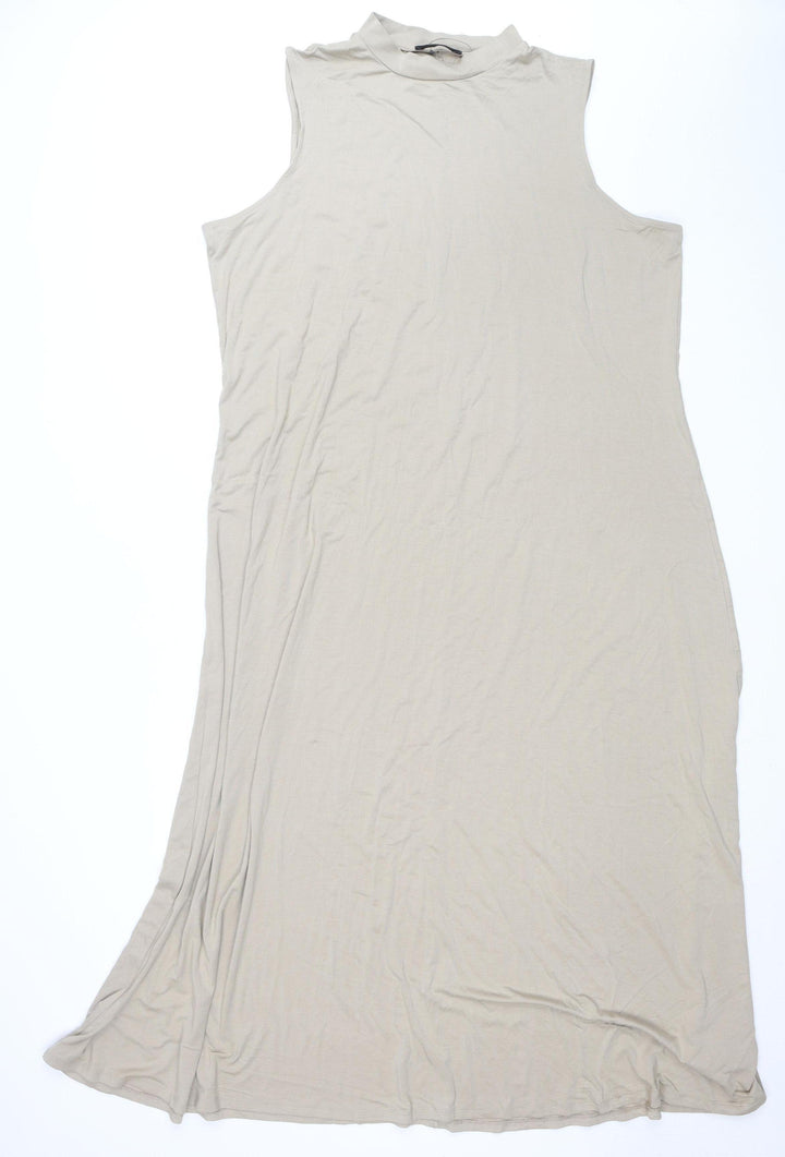 Marks and Spencer Women Beige Long Sleeveless Shift Dress Size 22