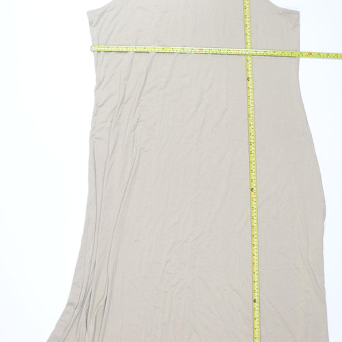 Marks and Spencer Women Beige Long Sleeveless Shift Dress Size 22