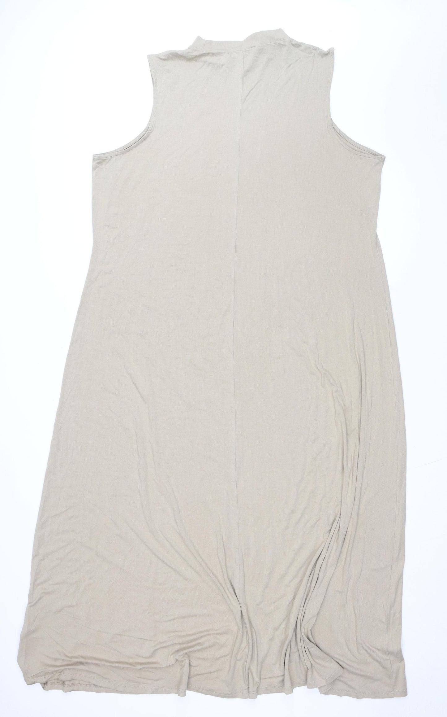 Marks and Spencer Women Beige Long Sleeveless Shift Dress Size 22