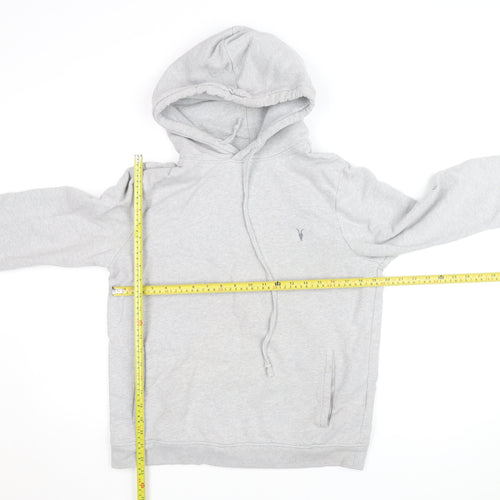 AllSaints Mens Grey Pullover Hoodie Medium Fleece Cotton