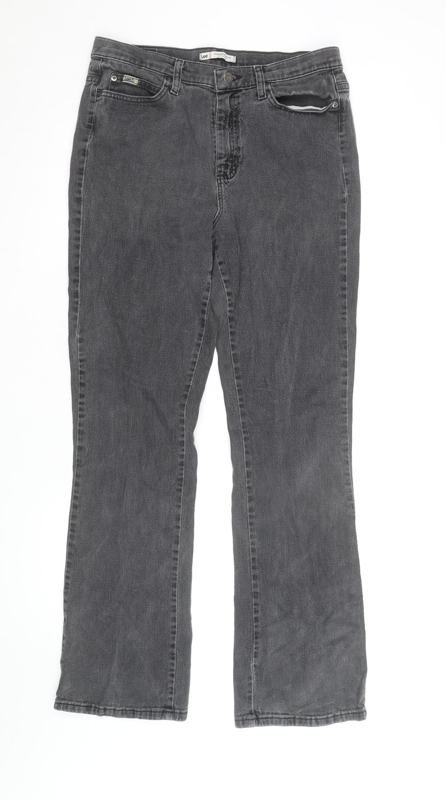 Lee Womens Grey Relaxed Bootcut Jeans Size 10 Long Denim