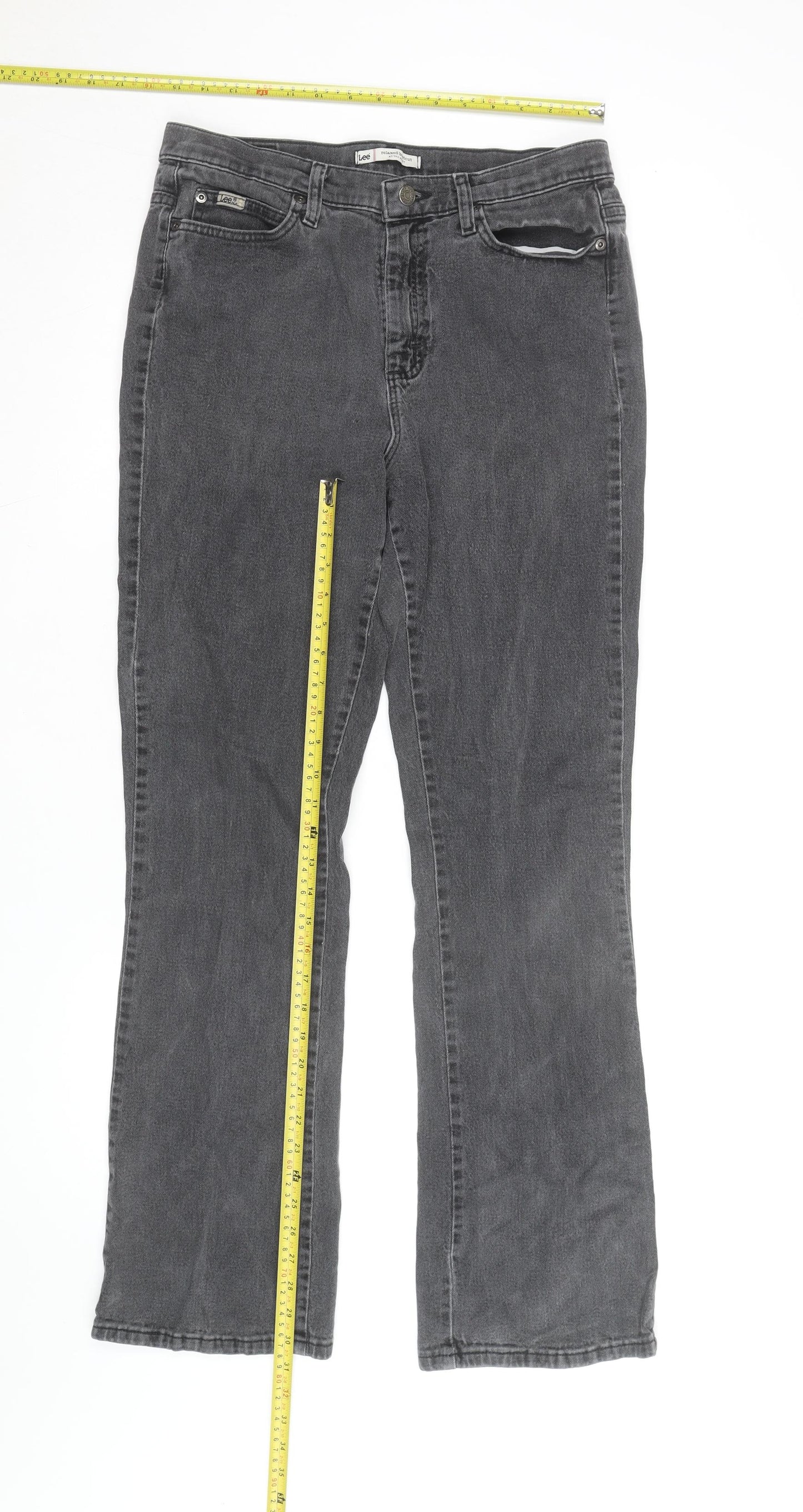 Lee Womens Grey Relaxed Bootcut Jeans Size 10 Long Denim