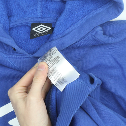 Umbro Men Blue Huddersfield Pullover Hoodie L Graphic Sportswear