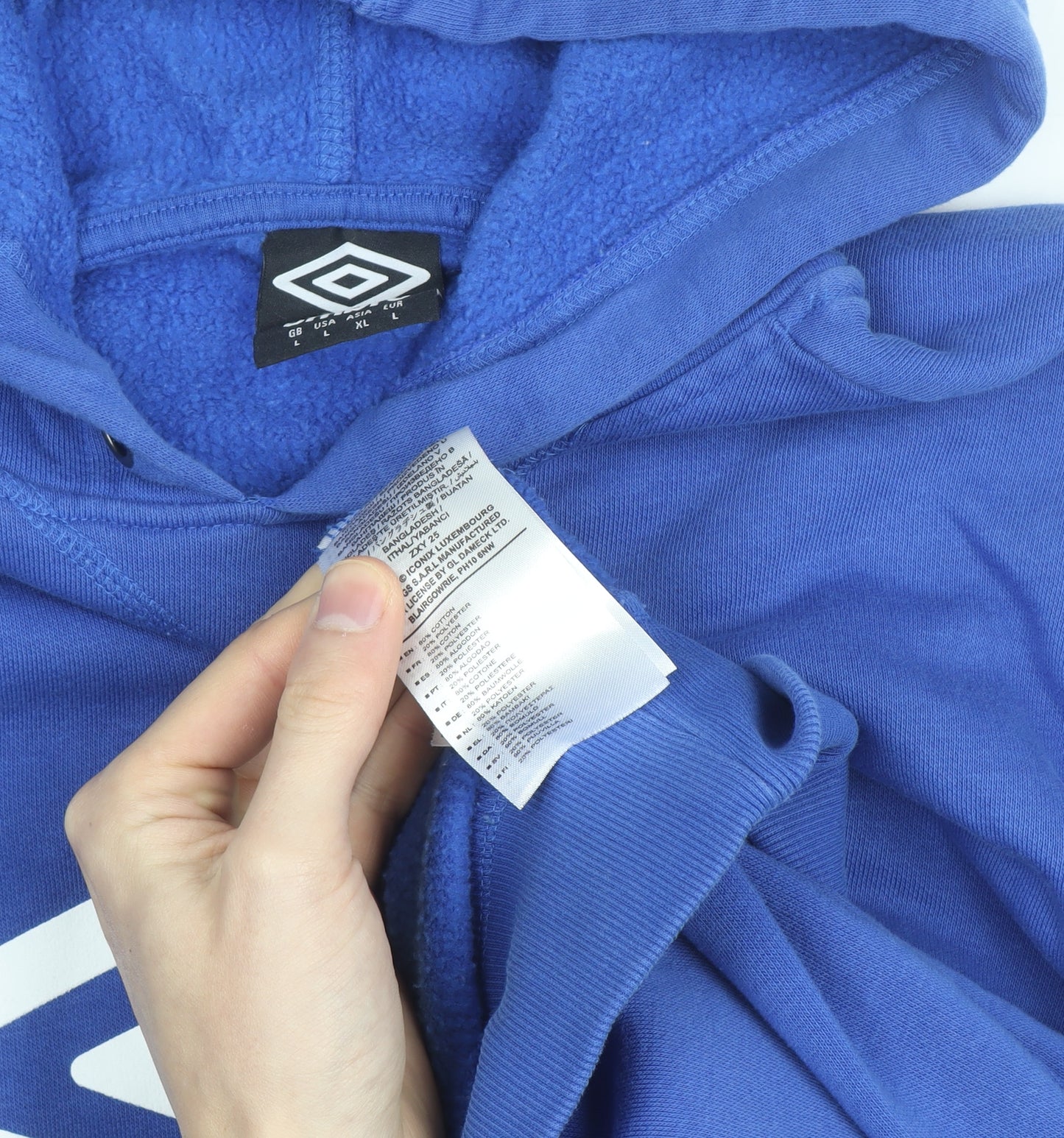 Umbro Men Blue Huddersfield Pullover Hoodie L Graphic Sportswear