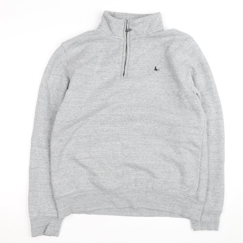 Jack Wills Men's Grey XL Classic Fit Fleece Lined 1/2 Zip Activewear Jacket