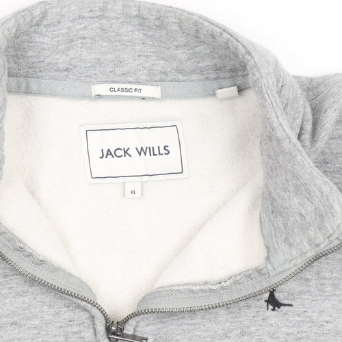 Jack Wills Men's Grey XL Classic Fit Fleece Lined 1/2 Zip Activewear Jacket