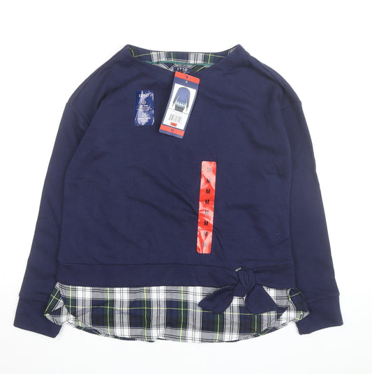 IZOD Women Blue Cotton Crew Neck Pullover Jumper M