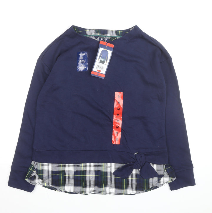 IZOD Women Blue Cotton Crew Neck Pullover Jumper M