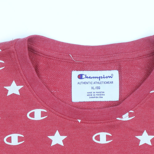 Champion Womens Red Star Logo Long Sleeve Pullover Sweatshirt XL