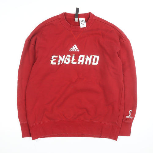 adidas Men’s Red England Graphic Pullover Sweatshirt M