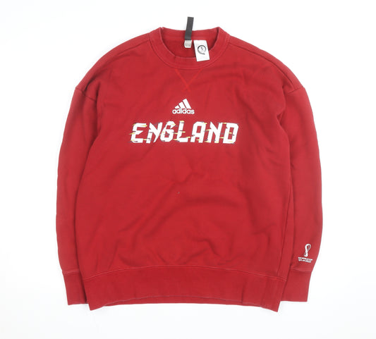 adidas Men’s Red England Graphic Pullover Sweatshirt M