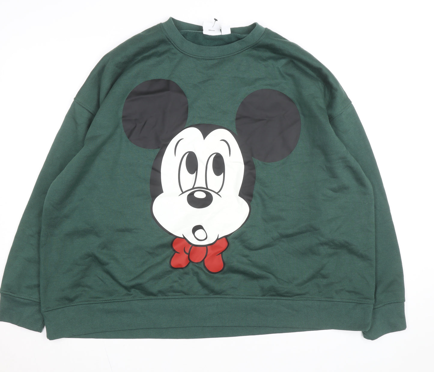 Disney Women Green Mickey Mouse Pullover Sweatshirt 2XL