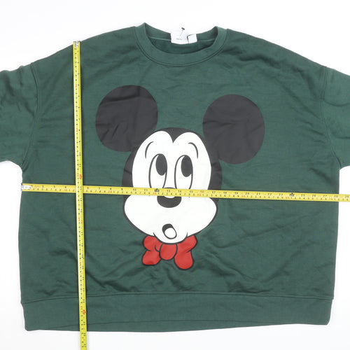 Disney Women Green Mickey Mouse Pullover Sweatshirt 2XL