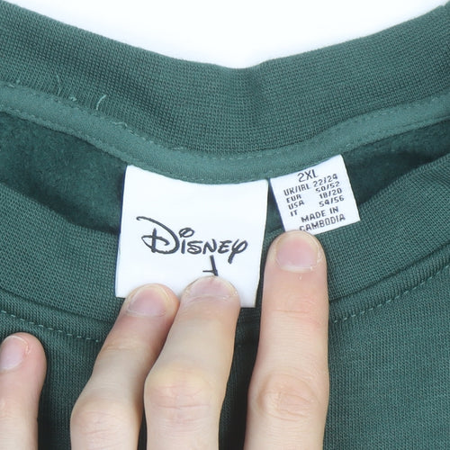 Disney Women Green Mickey Mouse Pullover Sweatshirt 2XL