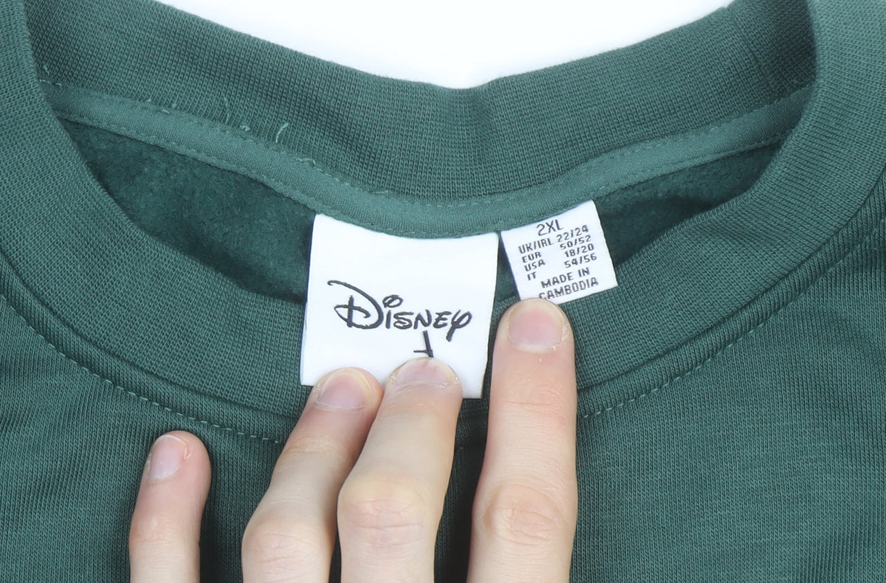 Disney Women Green Mickey Mouse Pullover Sweatshirt 2XL