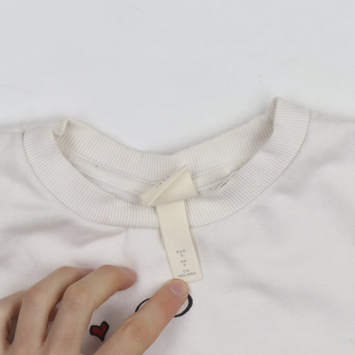 H&M Women’s White Snoopy Ski Crew Neck Sweatshirt Size S