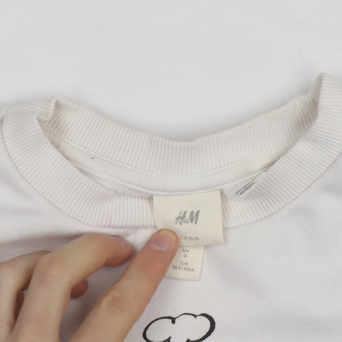 H&M Women’s White Snoopy Ski Crew Neck Sweatshirt Size S