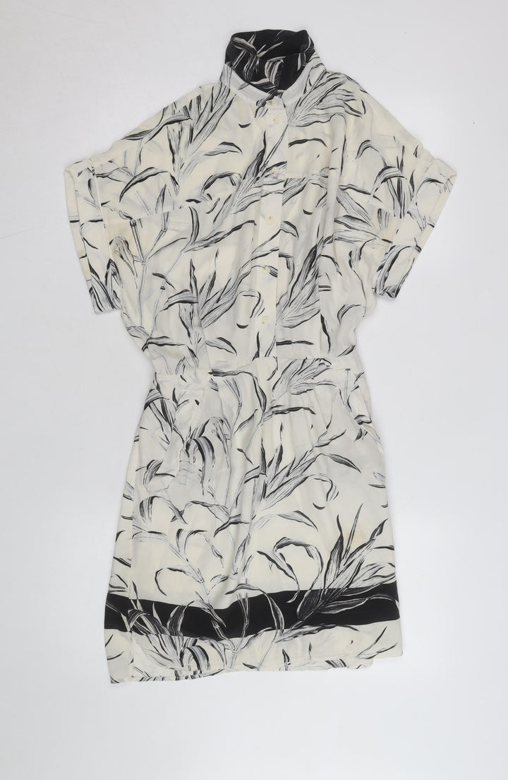 AllSaints Women’s Black White Silk Shirt Dress Size 8