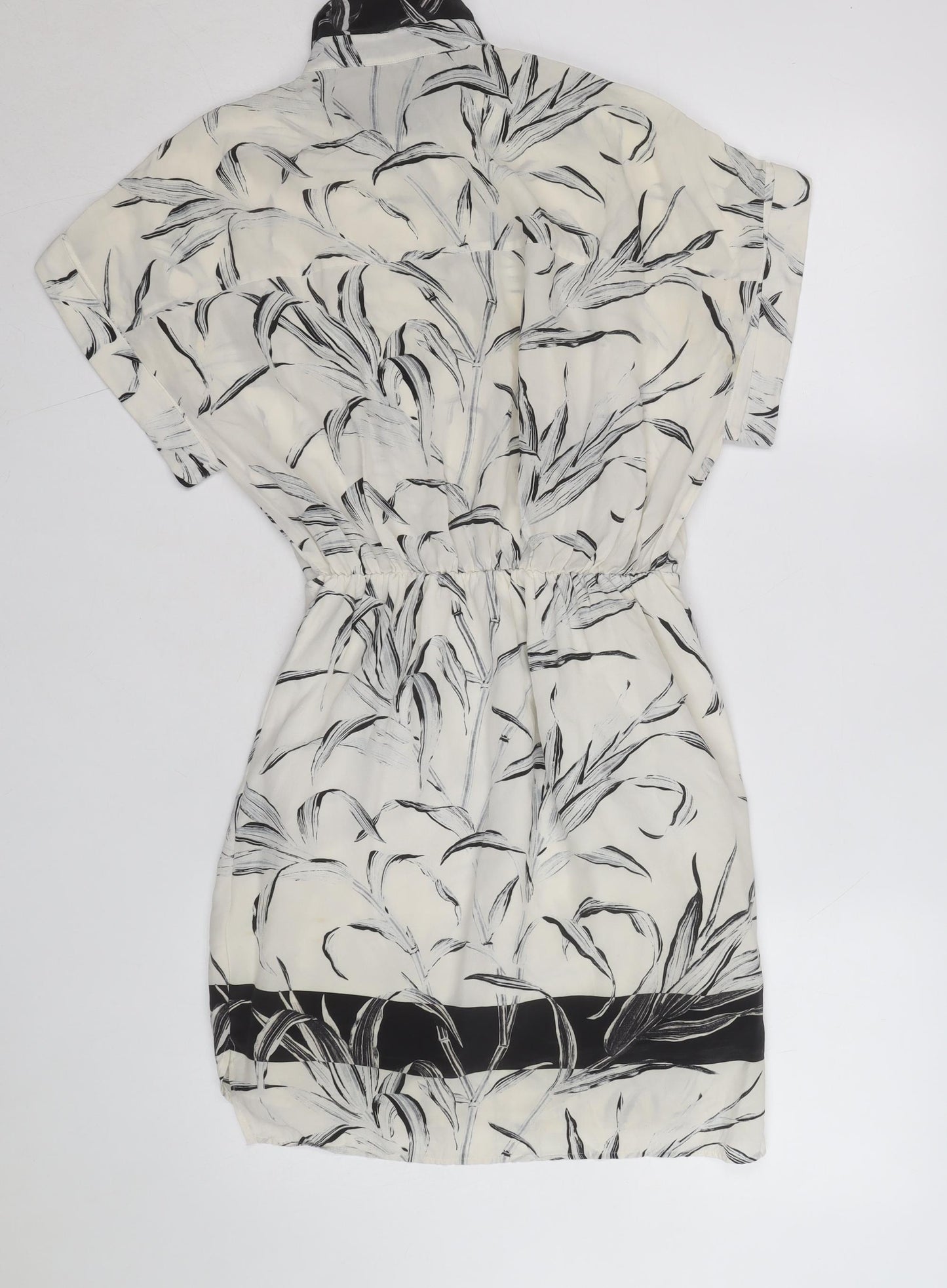 AllSaints Women’s Black White Silk Shirt Dress Size 8