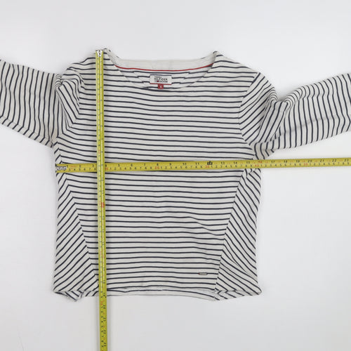 Tommy Hilfiger Women’s White Striped Long Sleeve Cotton T-Shirt S