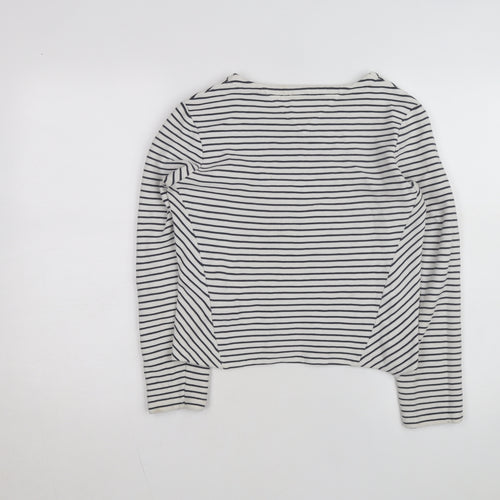 Tommy Hilfiger Women’s White Striped Long Sleeve Cotton T-Shirt S