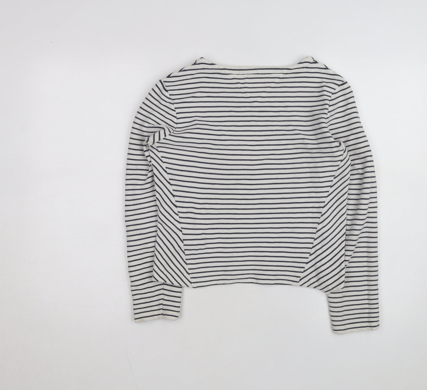 Tommy Hilfiger Women’s White Striped Long Sleeve Cotton T-Shirt S