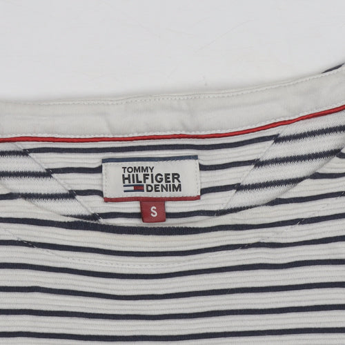 Tommy Hilfiger Women’s White Striped Long Sleeve Cotton T-Shirt S