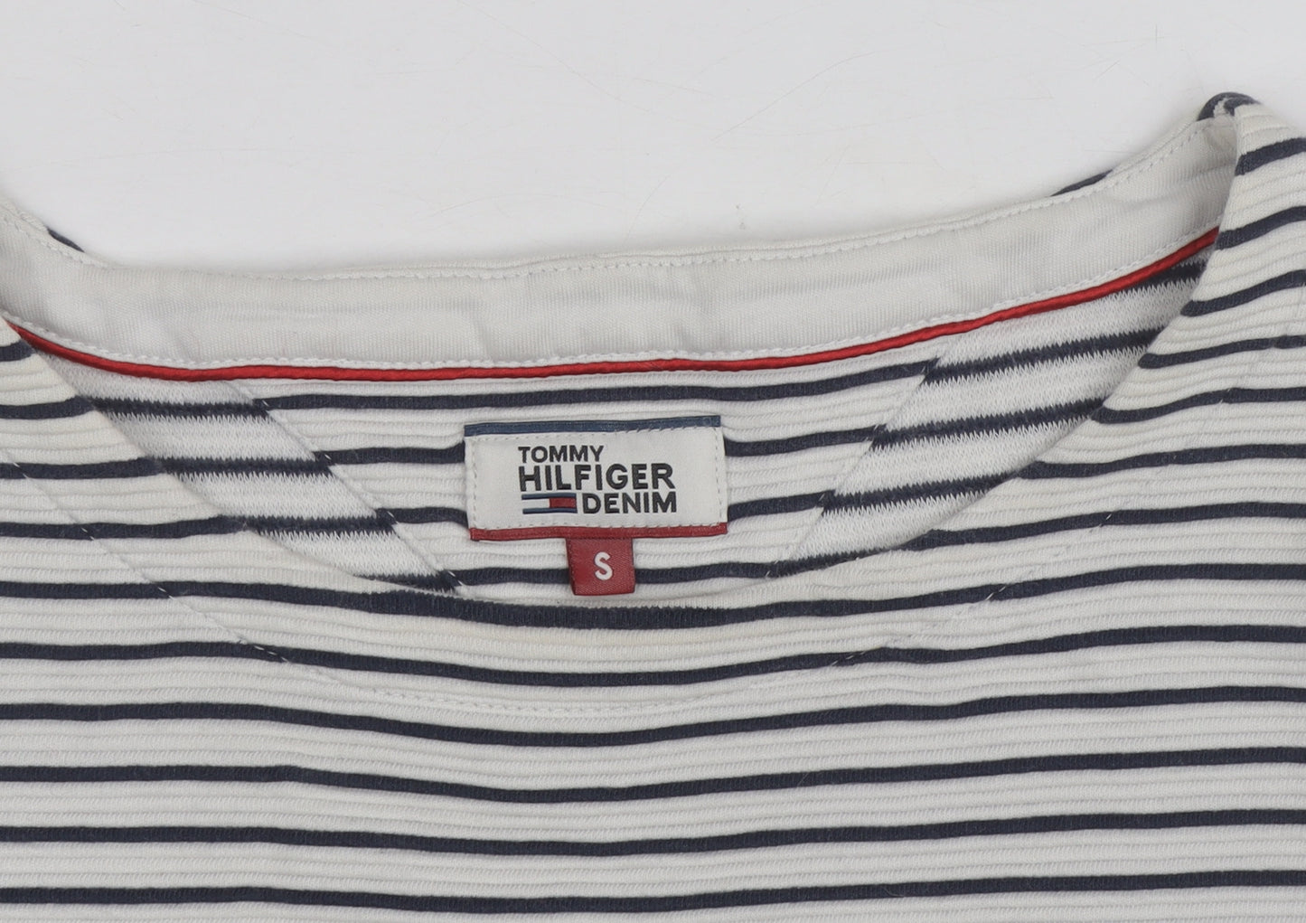 Tommy Hilfiger Women’s White Striped Long Sleeve Cotton T-Shirt S